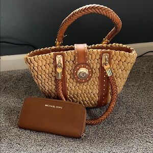 Michael Kors basket purse and matching wallet.  Great shape!  Super cute bag.